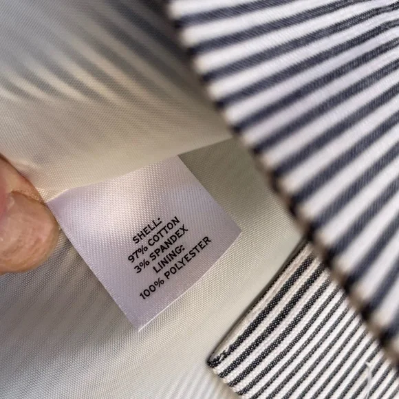 HALOGEN Blue & White Striped Pinstripe Stretch Cotton Suit Jacket Blazer - Picture 8 of 10